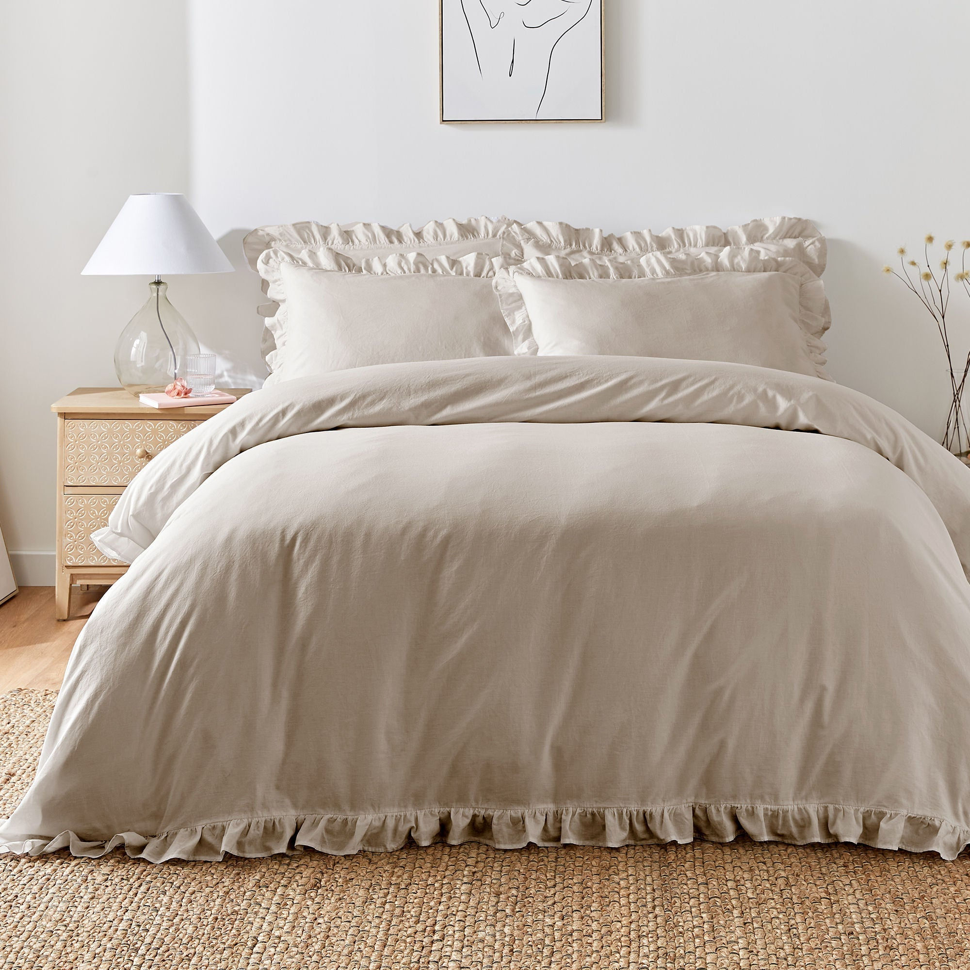 Appletree - Cassia Frill - Duvet Cover Set - Natural - King