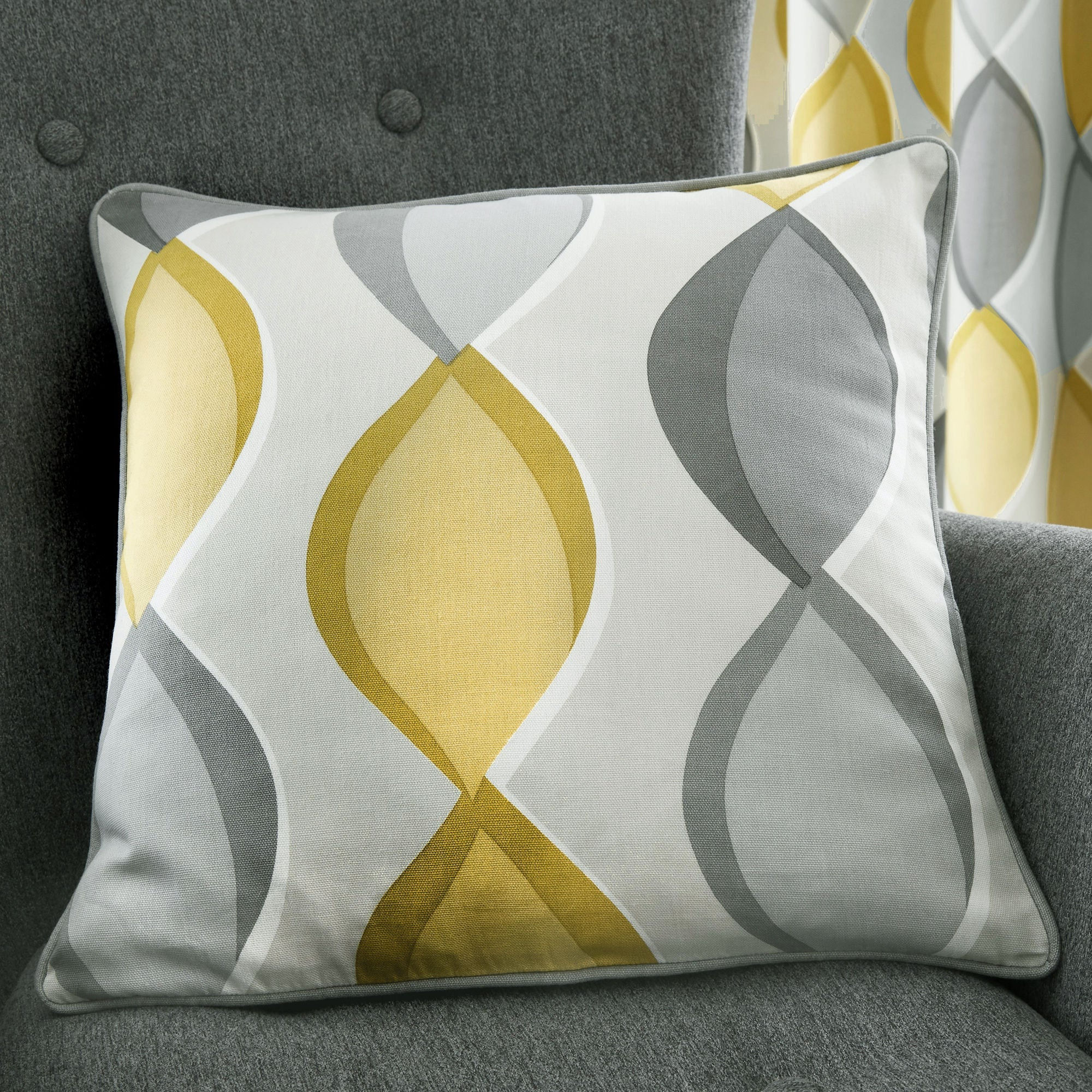 Fusion - Lennox - Filled Cushion - Grey/Ochre - 43x43cm