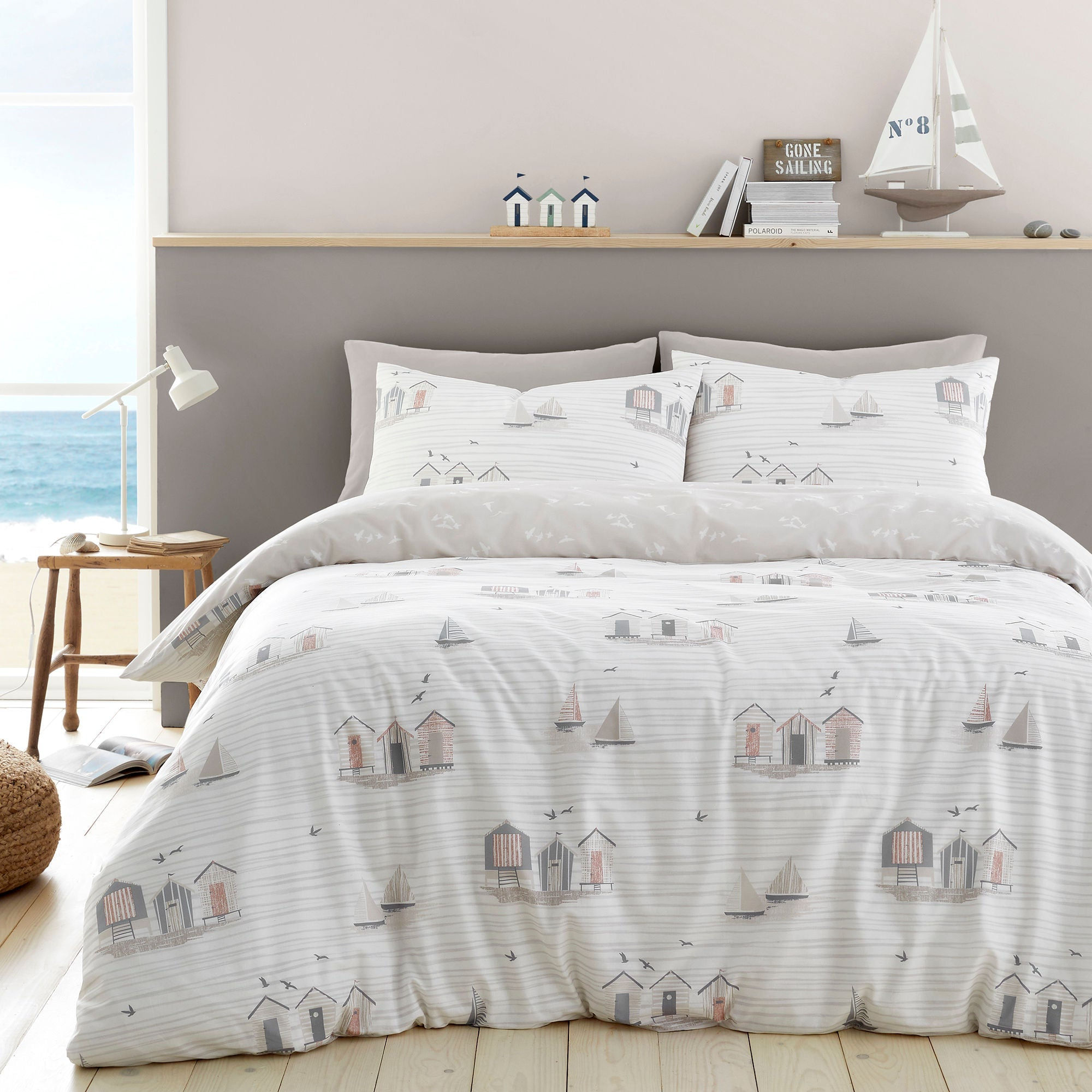 Fusion - Beach Huts - Duvet Cover Set - Natural - Single