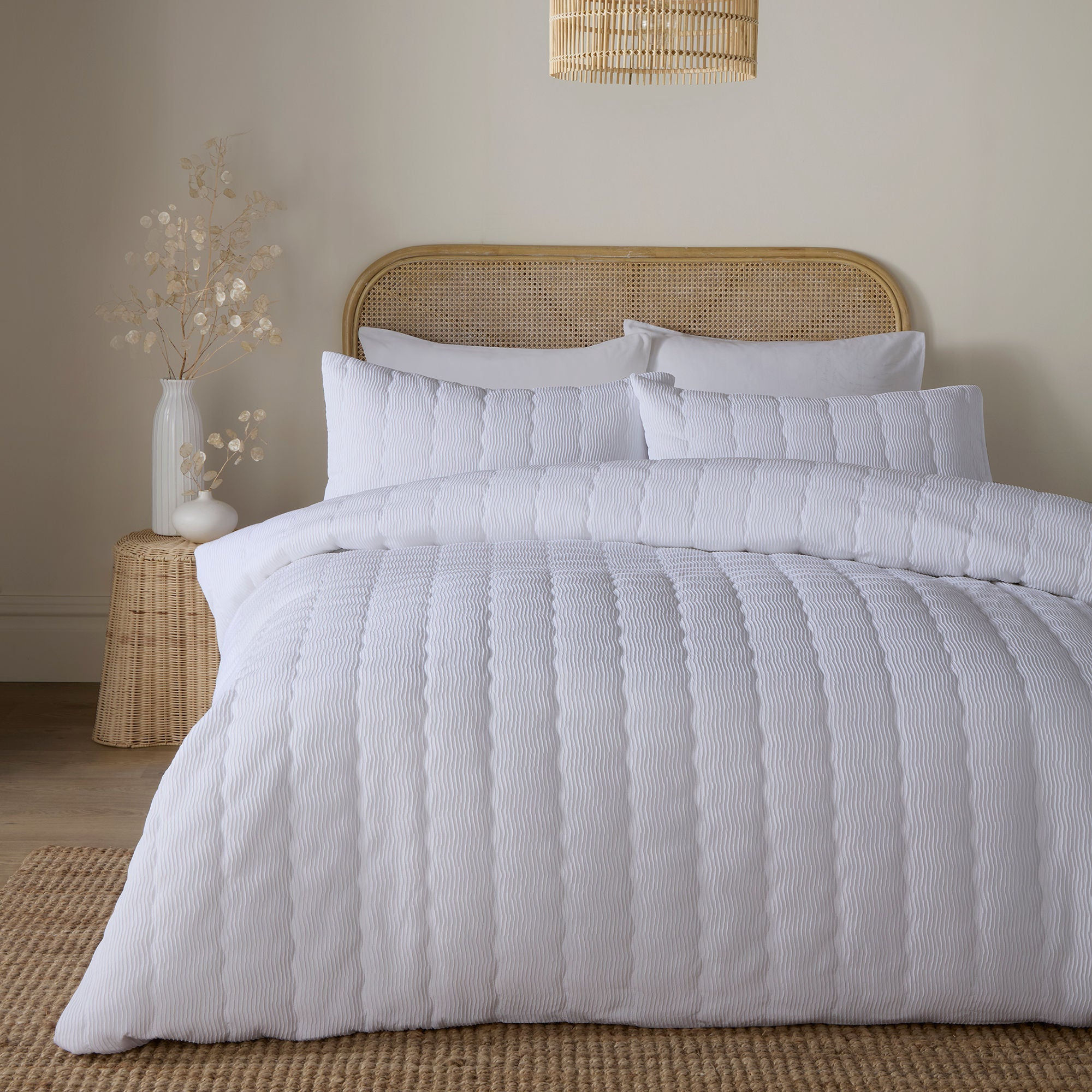 Serene - Crinkle Wave - Duvet Cover Set - White