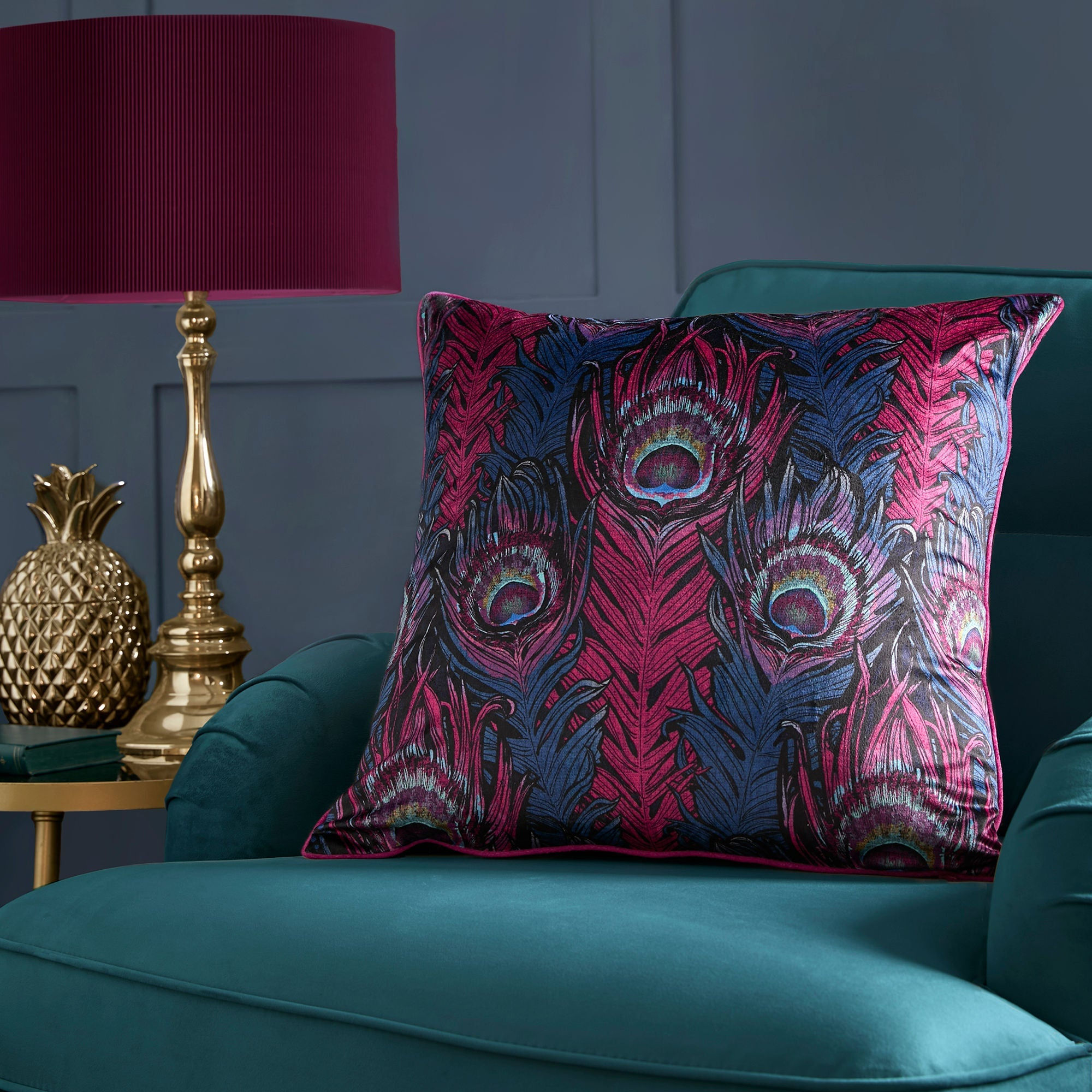 Laurence Llewelyn-Bowen - Dandy Peacock - Cushion Cover LS - Plum - 55x55cm