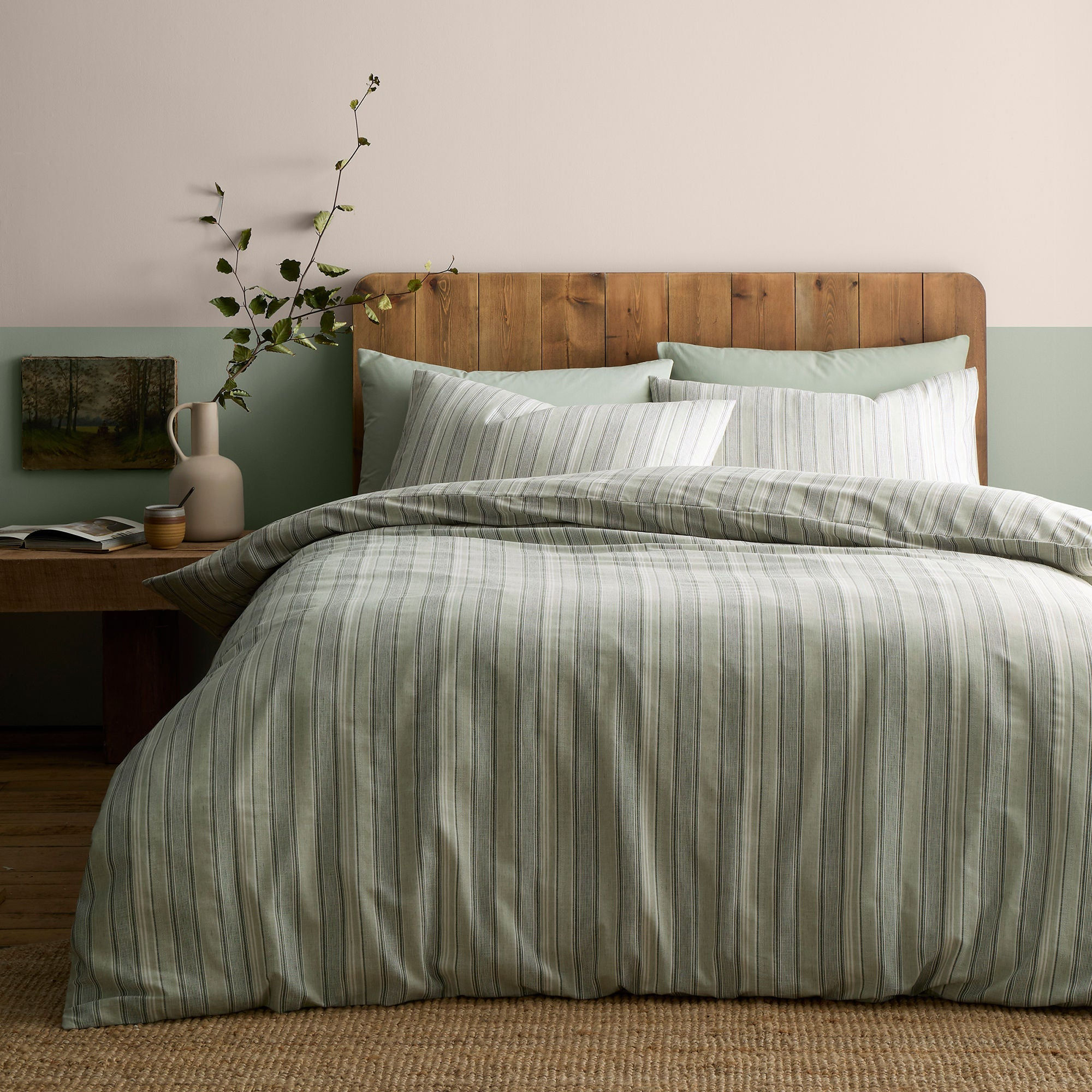 Appletree - Yarn Dyed Woven Wide Stripe - Duvet Cover Set - Green - Single