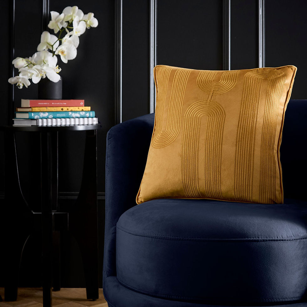 Laurence Llewelyn-Bowen - Diva Embroidery - Filled Cushion - Ochre - 43x43cm