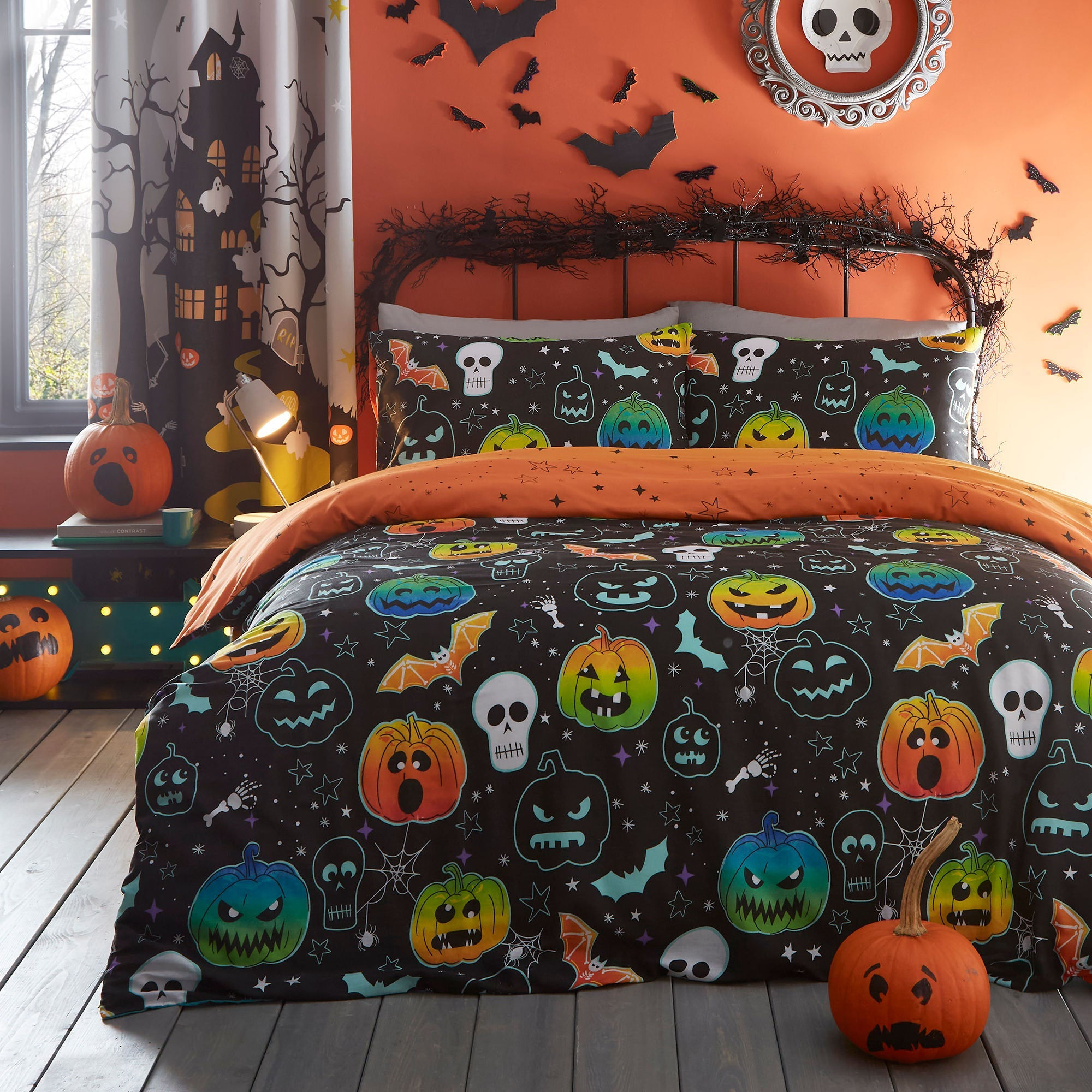 Bedlam - Scary Pumpkins - Duvet Cover Set - Black - Single