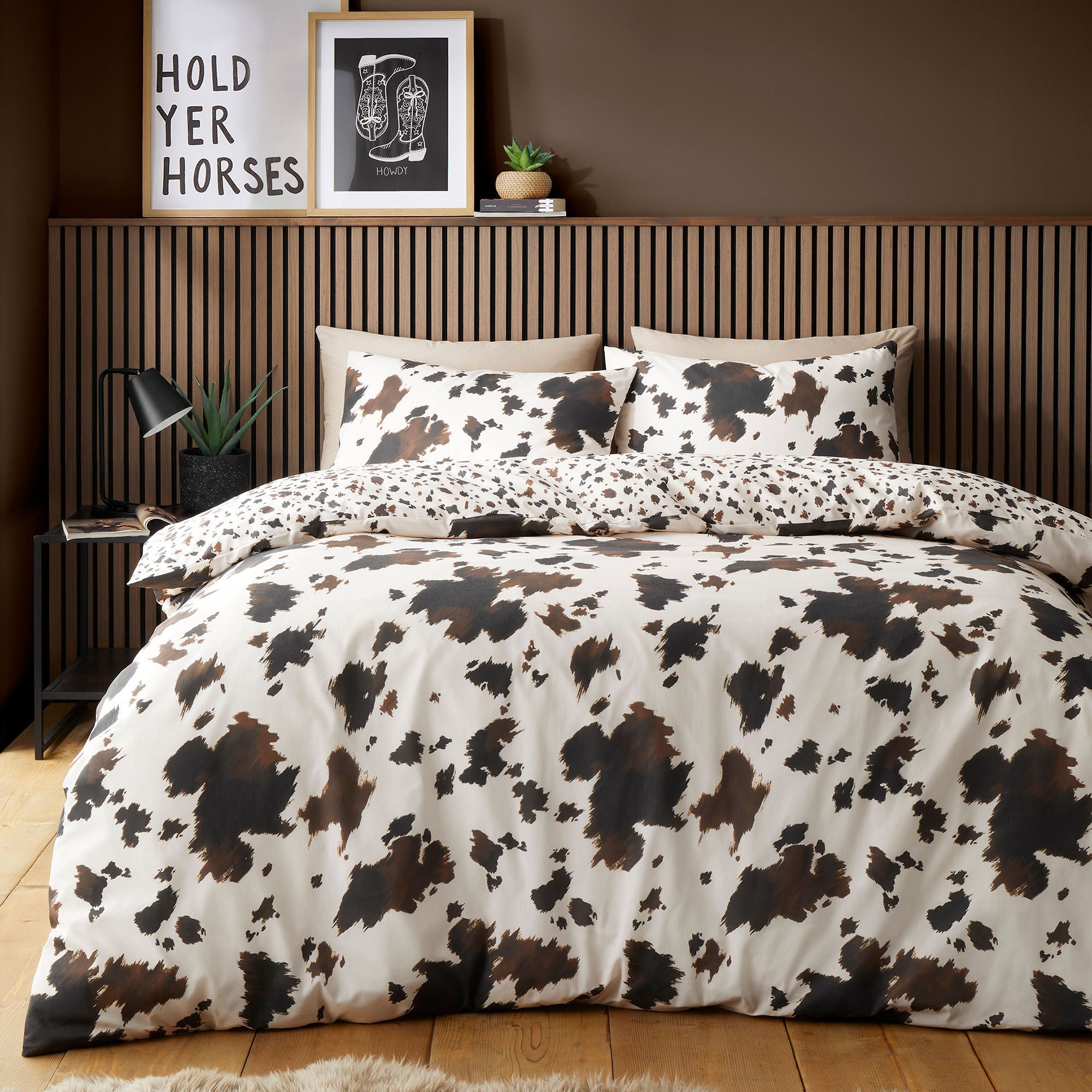 Fusion - Cow Print - Duvet Cover Set - Natural - Double