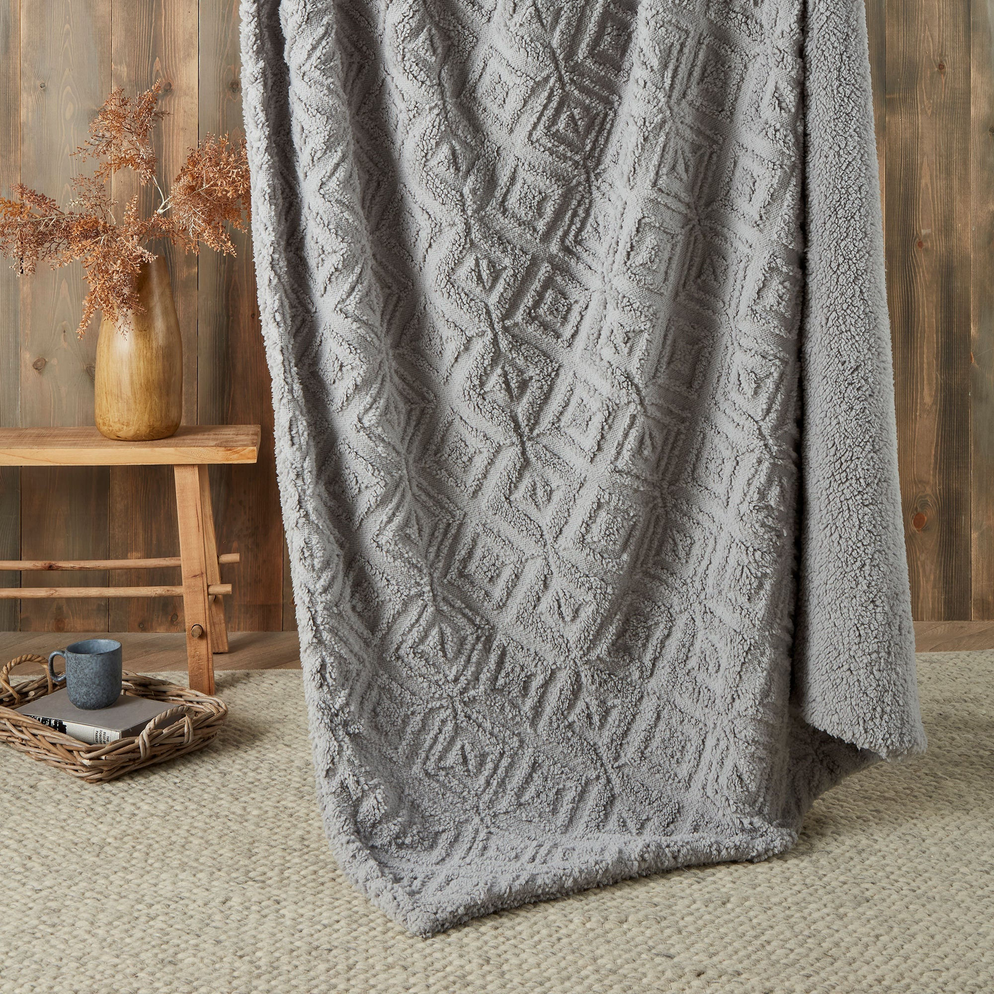 Fusion - Geo Fleece - Throw - Grey - 130x180cm