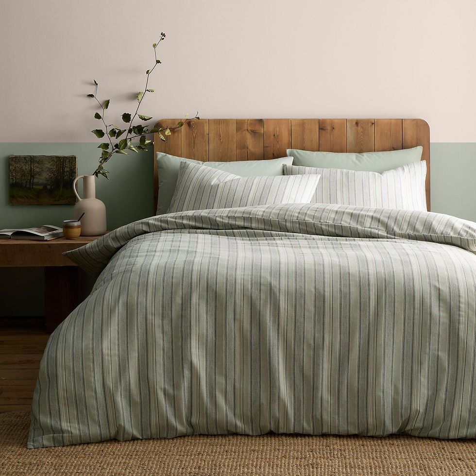 Appletree - Yarn Dyed Woven Wide Stripe - Duvet Cover Set - Green