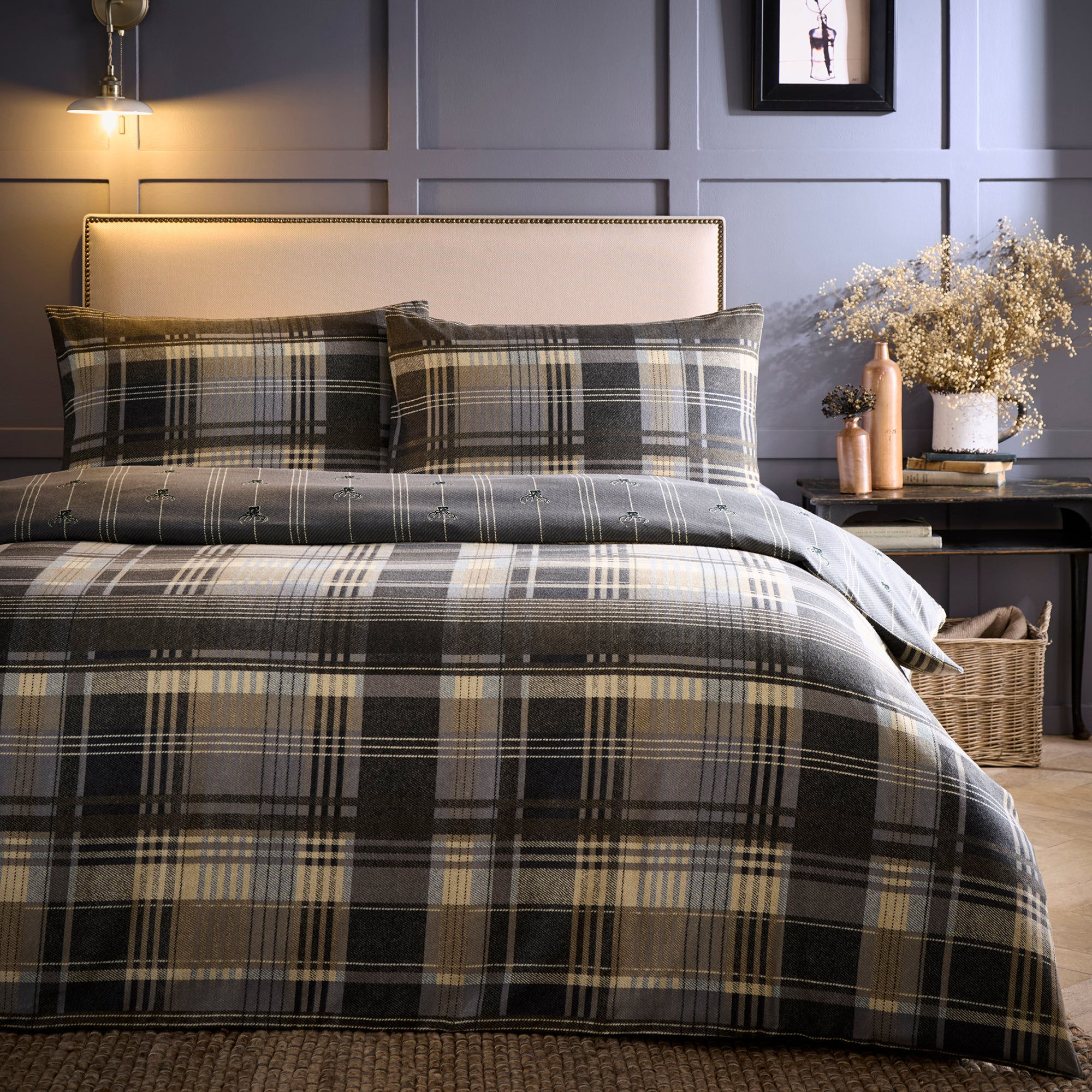 Dreams & Drapes - Connolly Check - Duvet Cover Set - Charcoal