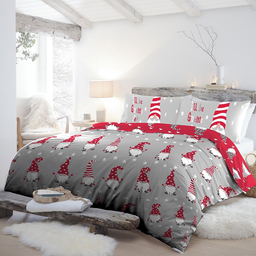 Fusion - Gnome For Christmas - Duvet Cover Set - Silver - Single