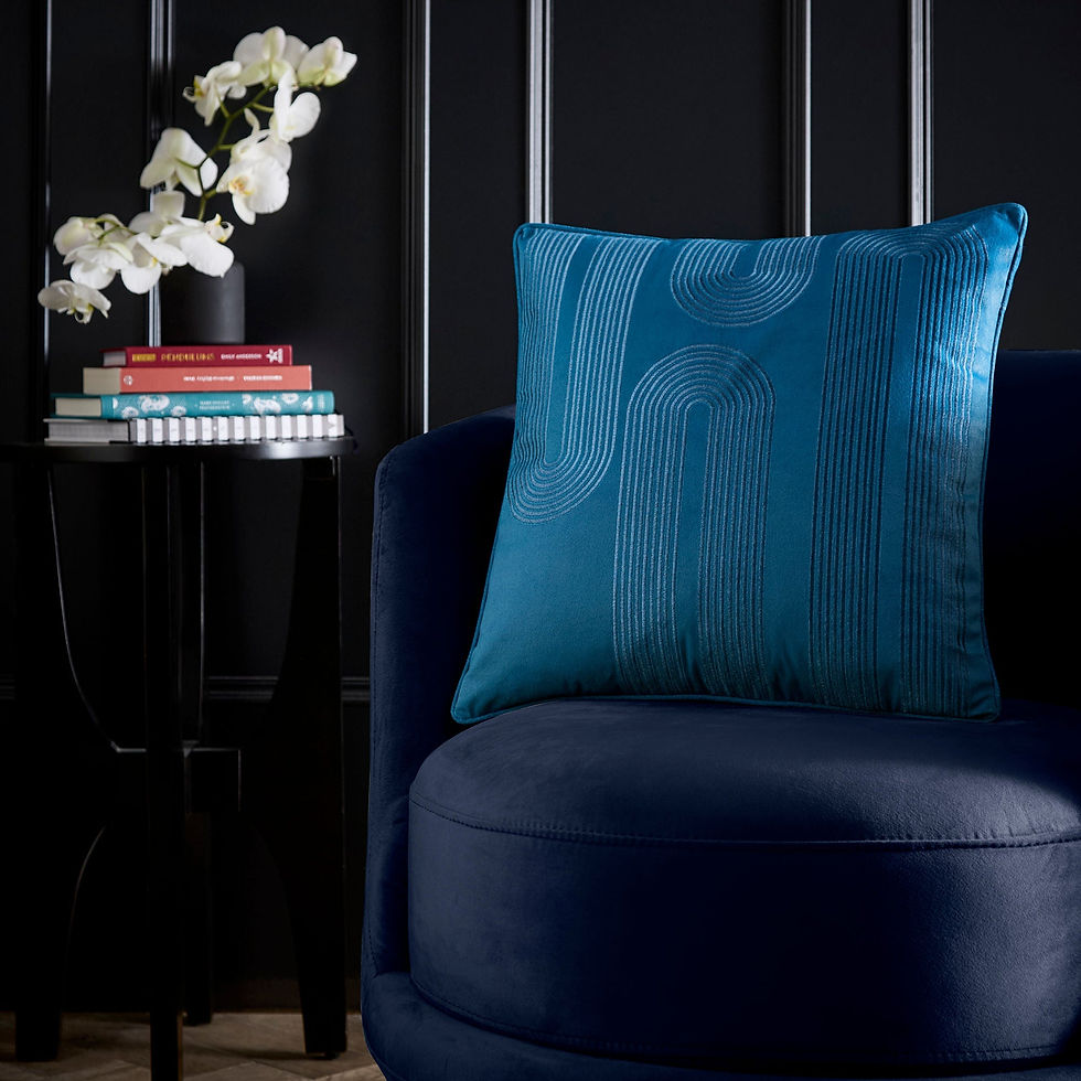 Laurence Llewelyn-Bowen - Diva Embroidery - Filled Cushion - Teal - 43x43cm