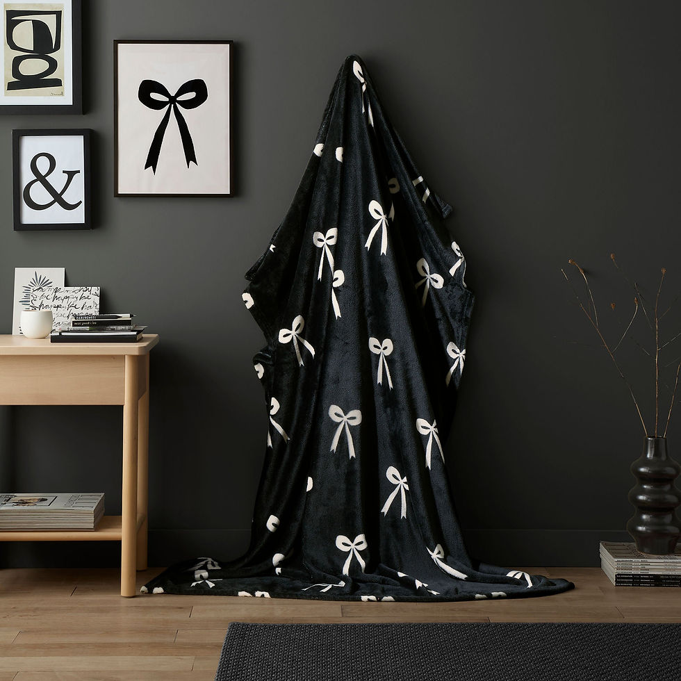 Fusion - Bows - Throw - Monochrome - 120x150cm