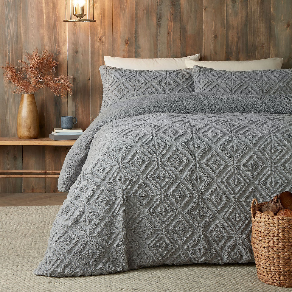 Fusion - Geo Fleece - Duvet Cover Set - Grey