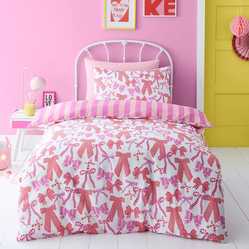 Bedlam - Bow and Stripes - Duvet Cover Set - Pink - Single