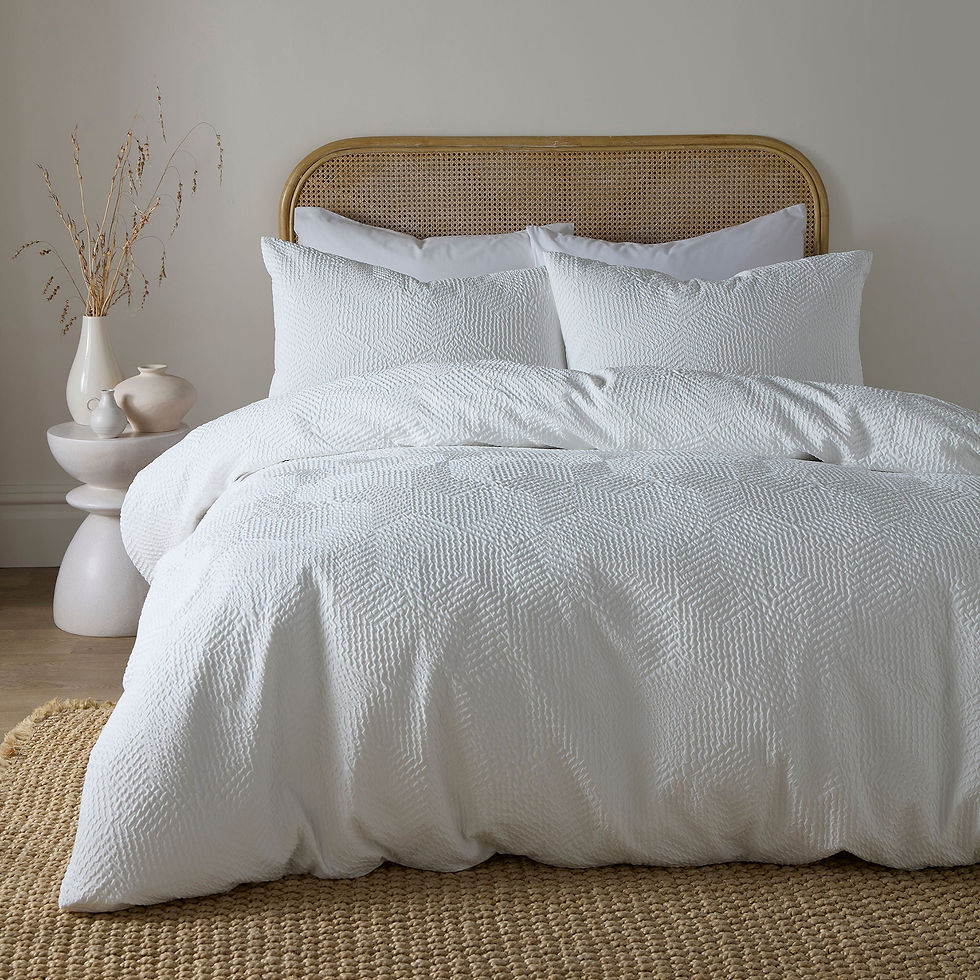 Serene - Embossed Geo - Duvet Cover Set - White