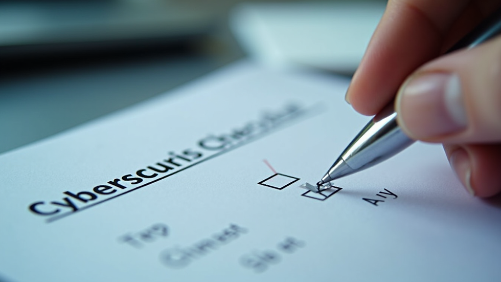 Close-up view of a checklist with cybersecurity risk assessment steps