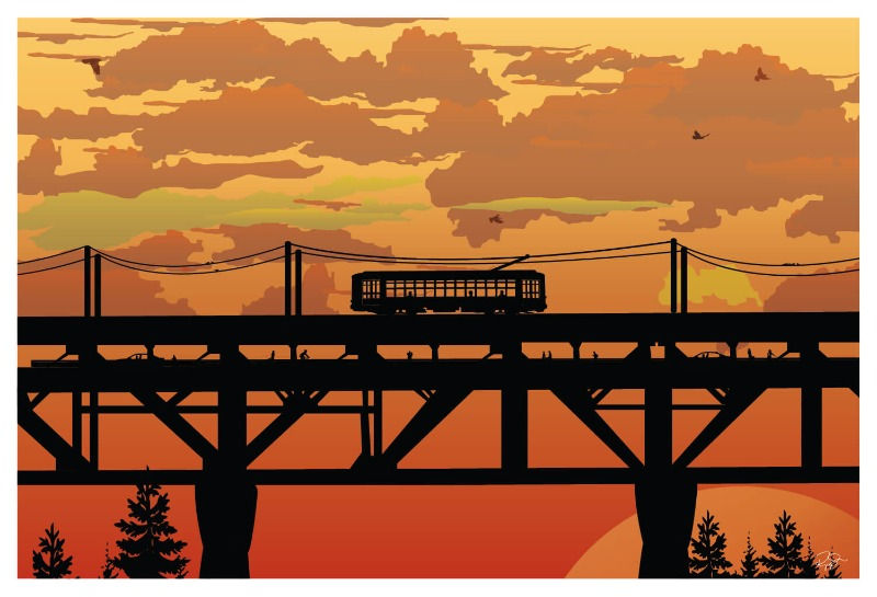 Postcard - 4x6 - High Level at Sunset