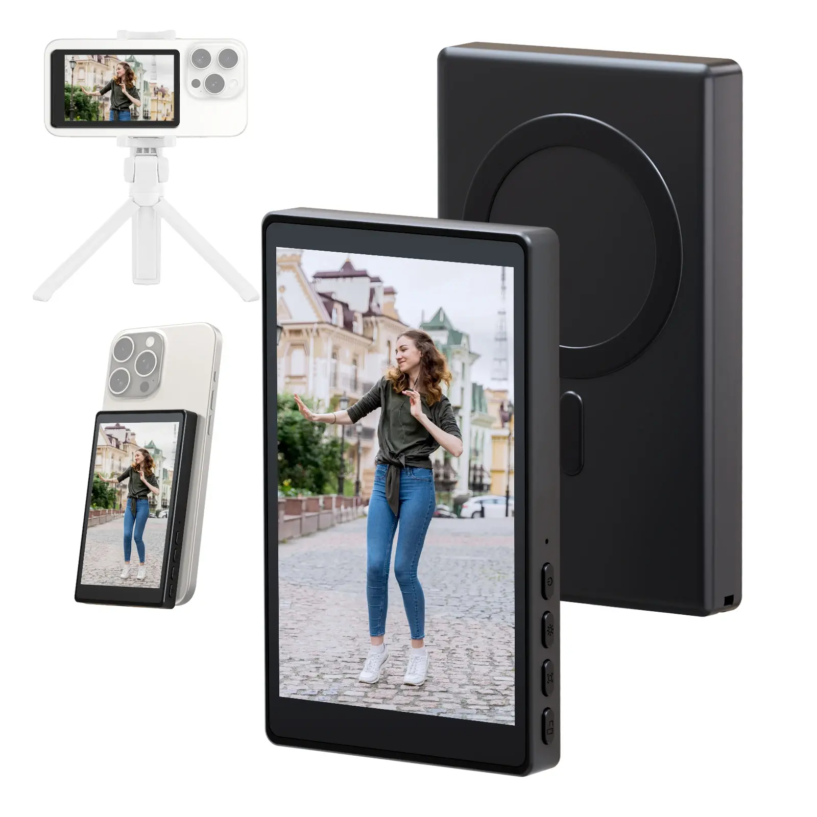 Wireless Magnetic Selfie Monitor for iPhone & Android Vlog Live Recording Screen