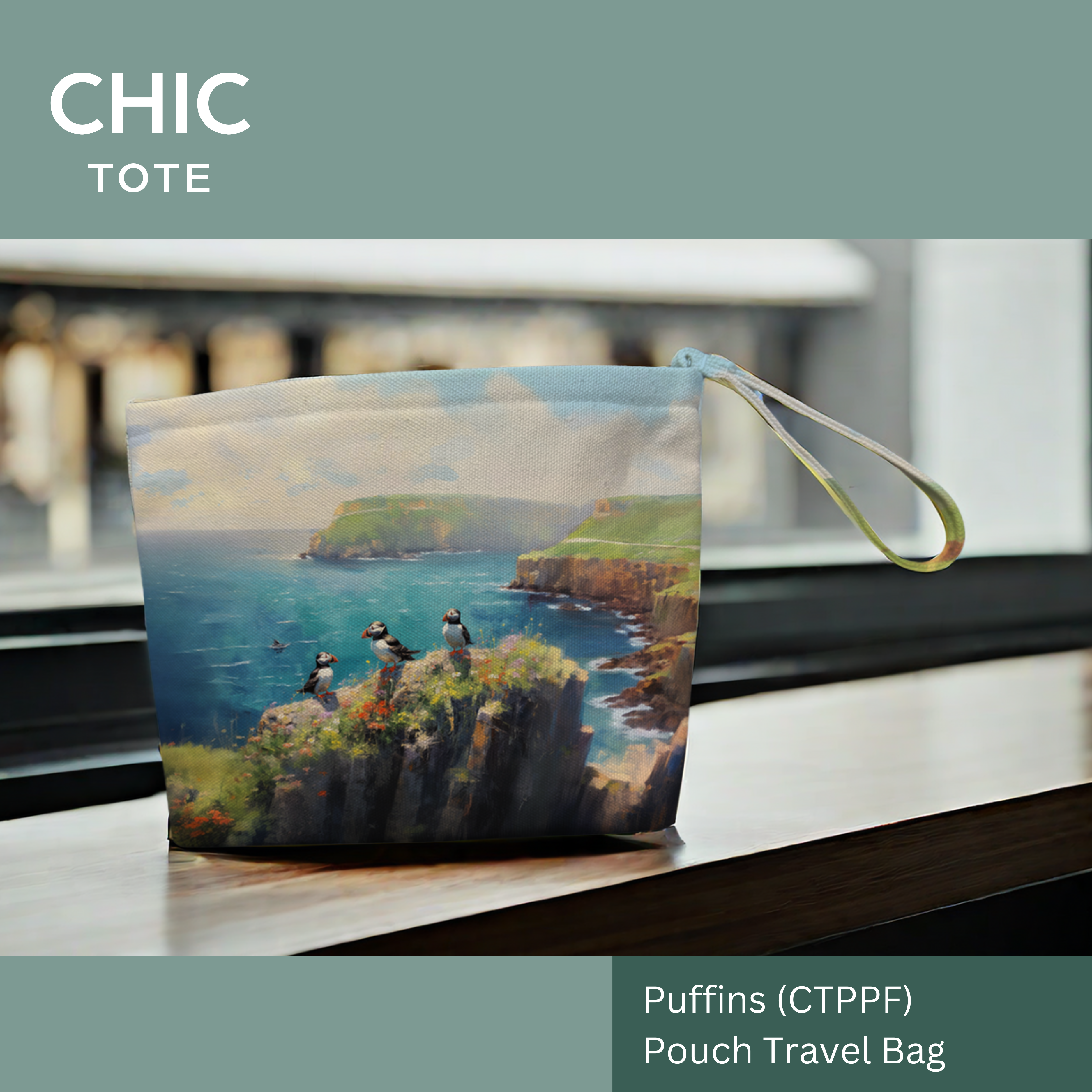 Pouch Travel Bag | Irish Gift | Irish-Designed | Singing Puffins