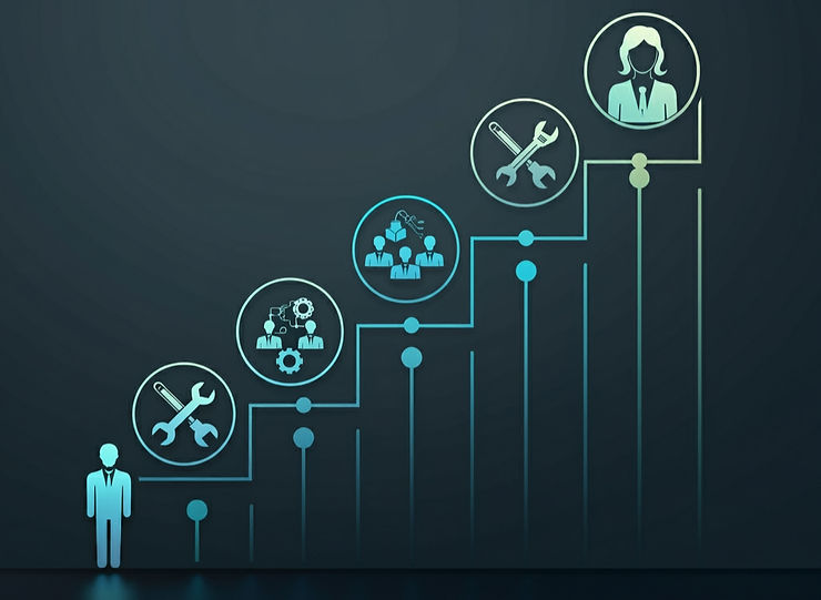 An illustration of two career paths, one leading to management and the other to expert technical roles, representing non-managerial growth.