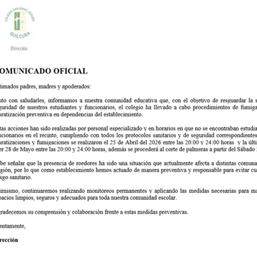 INFORMACIÓN URGENTE.