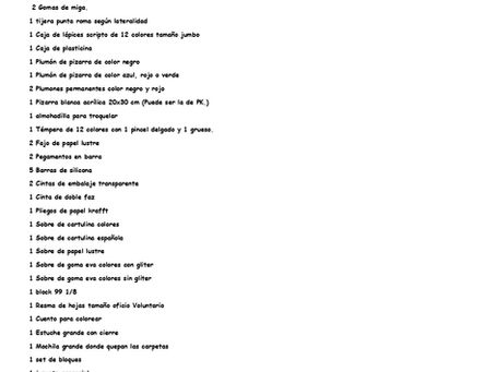 Listado Oficial de Útiles Escolares 2026 Kínder
