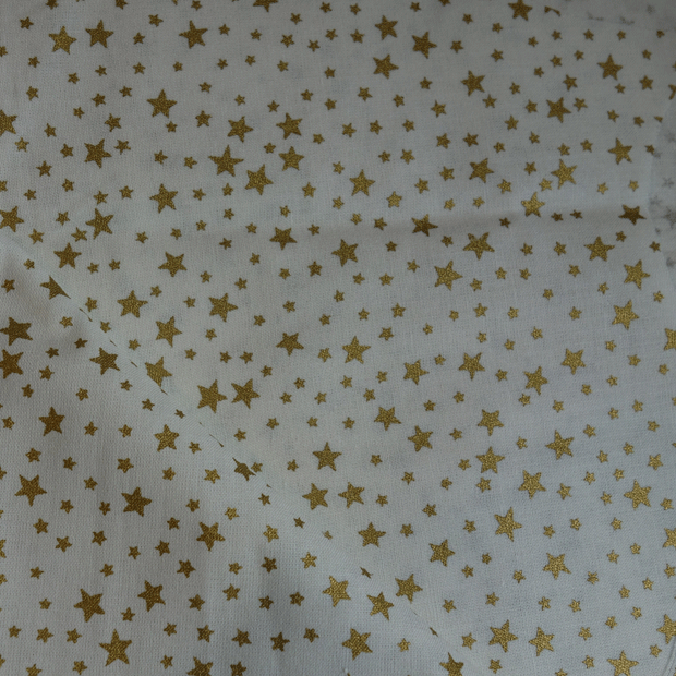 Tissu blanc étoiles dorées