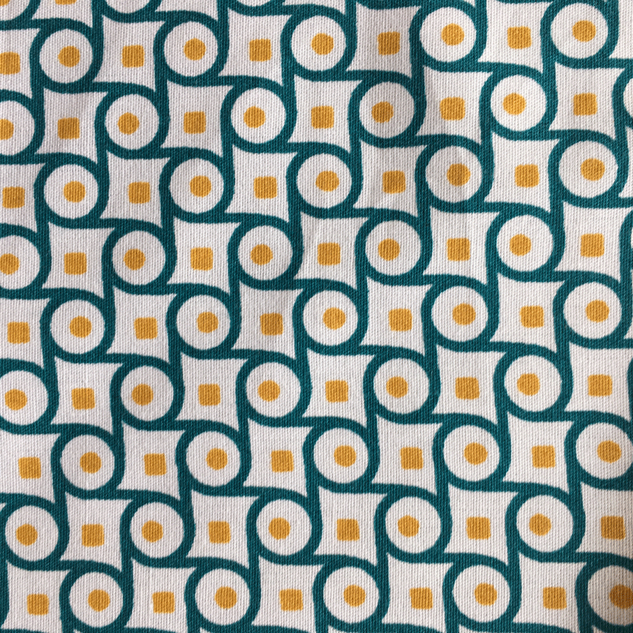 Tissu engrenage bleu et jaune