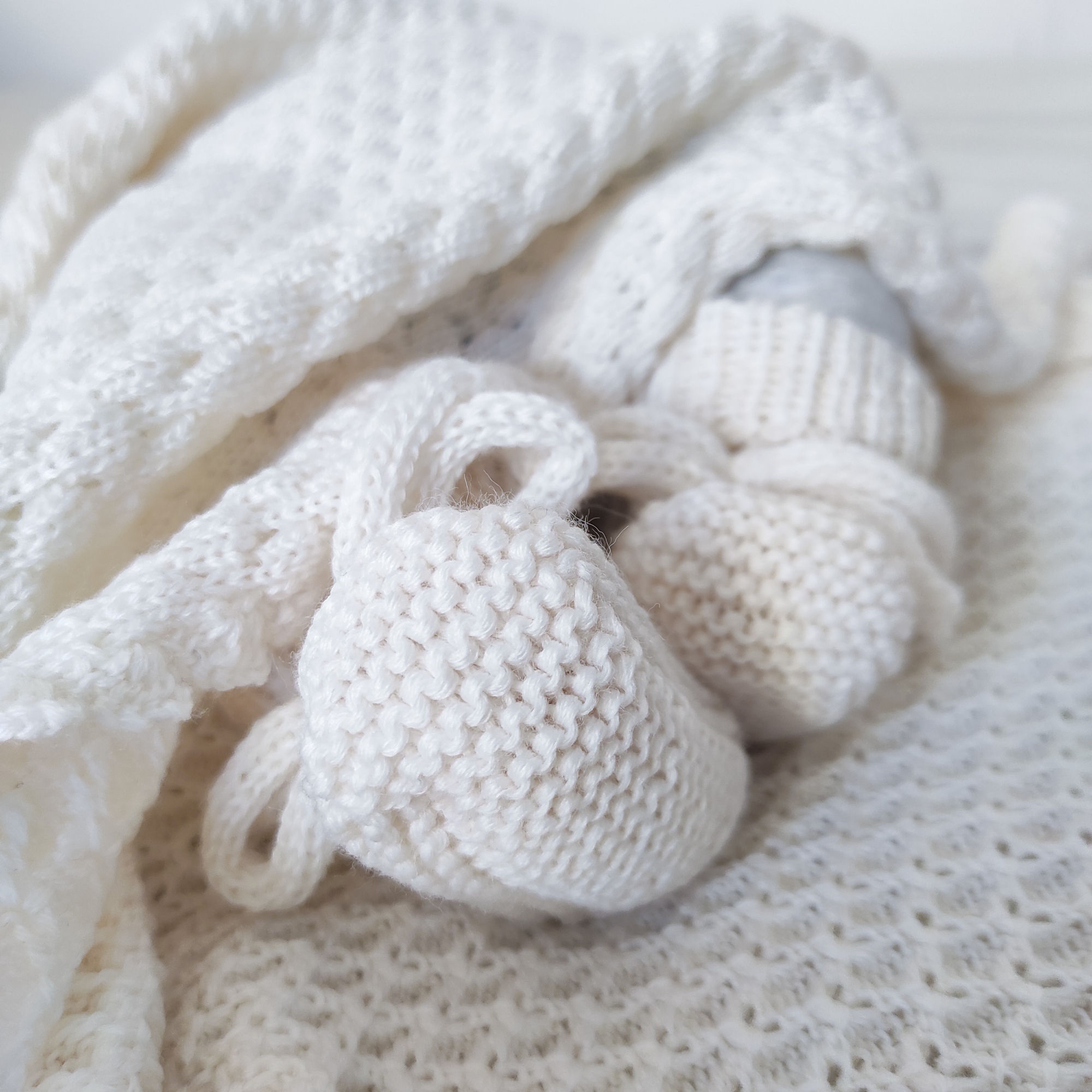White merino wool baby booties