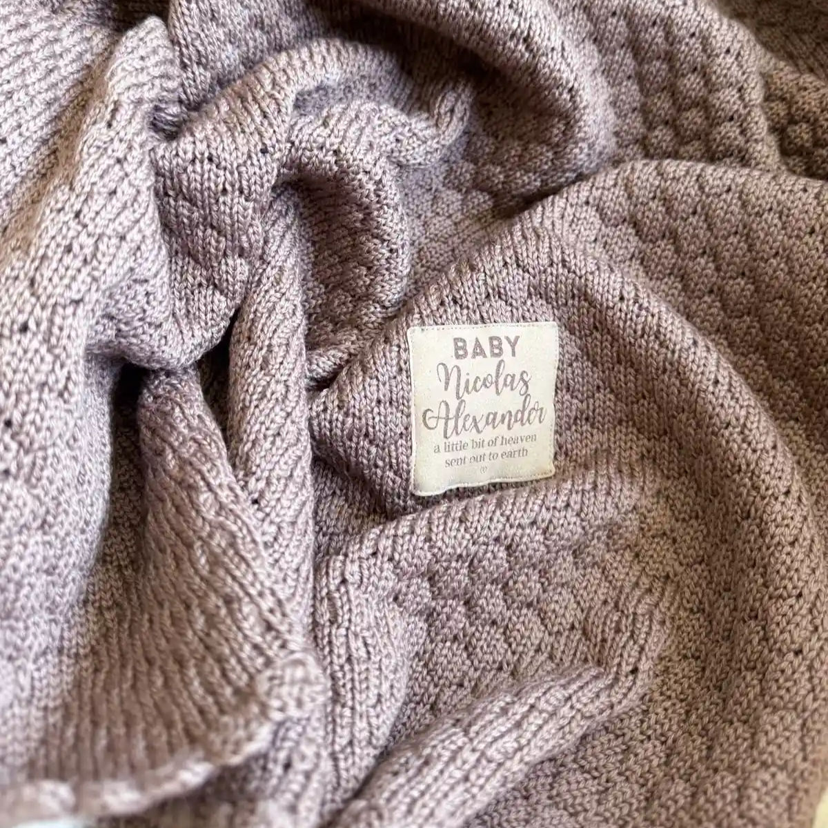 Spicy Brown Baby Blanket with Name | Personalized Merino Wool Newborn Gift