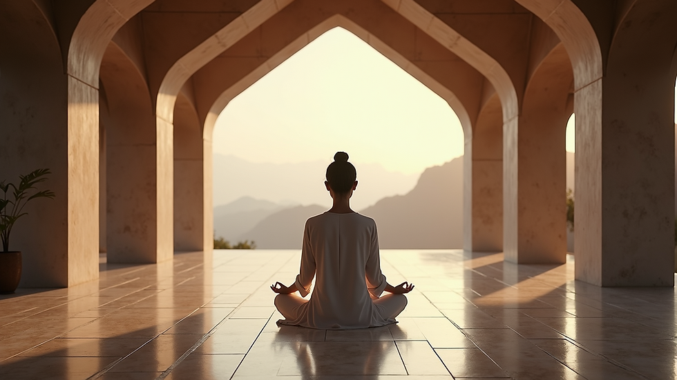 Eye-level view of tranquil meditation space