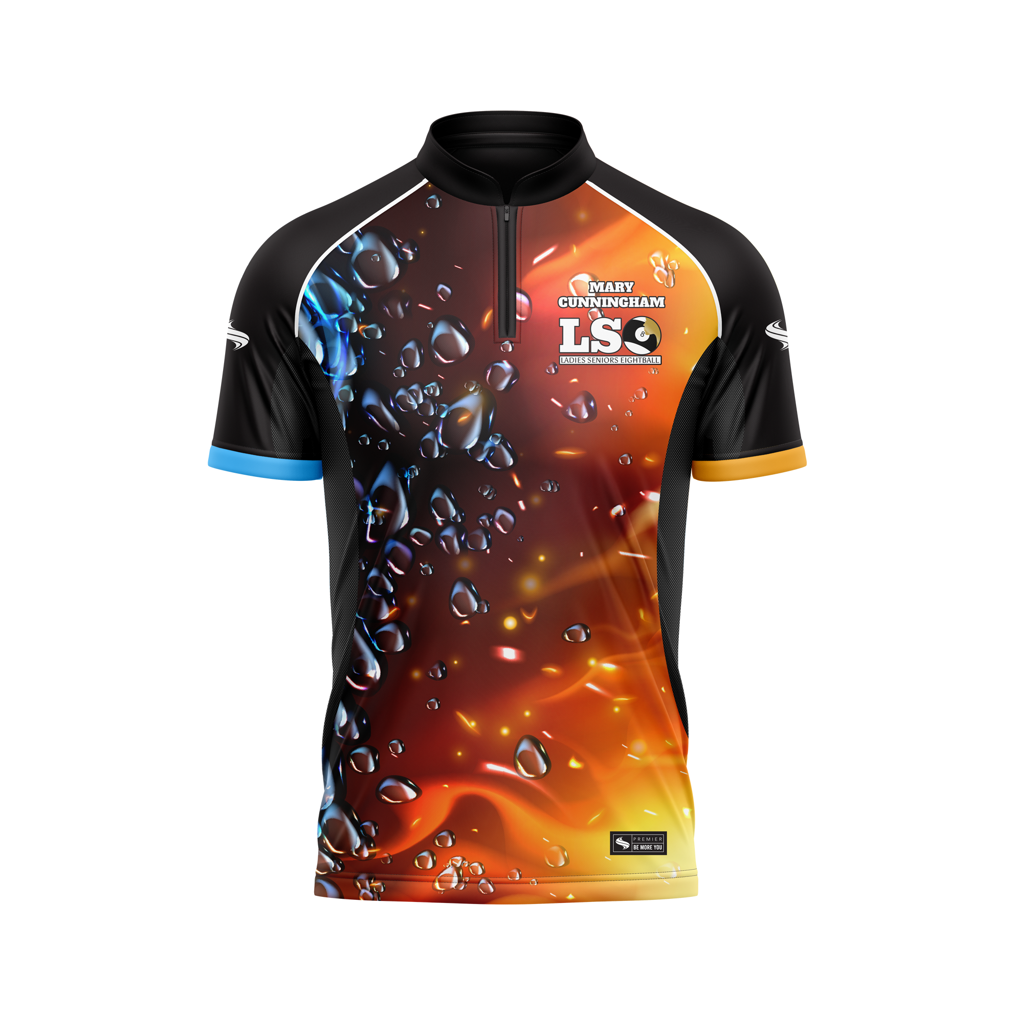Ladies Senior 8 Ball - S66 Premier Pool Shirt - Rain & Fire