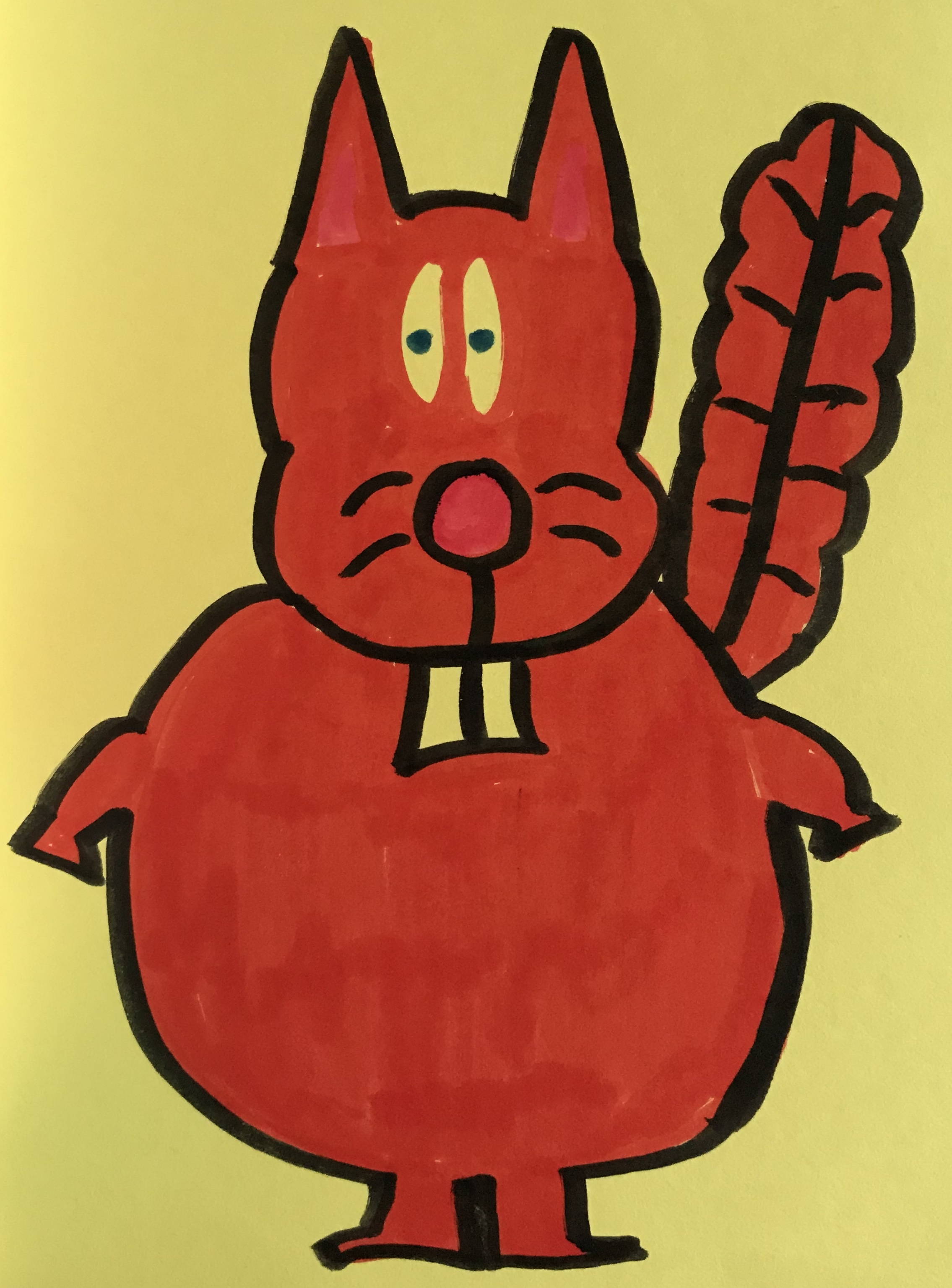 Chubby Squirrel ink drawing marker sketch animal art artwork