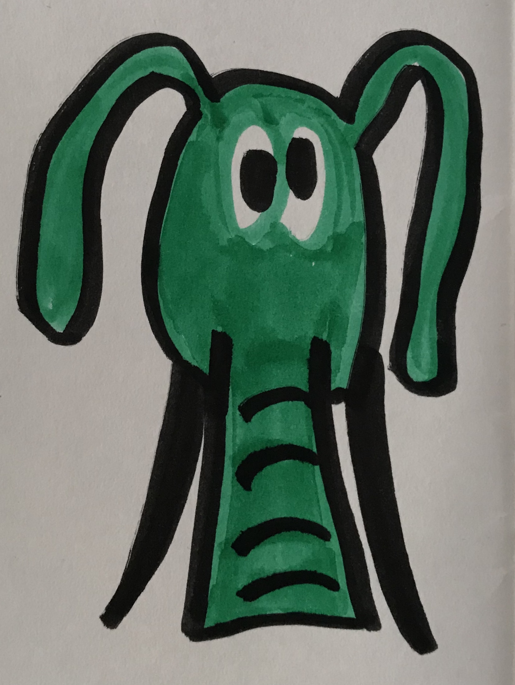 Confused elephant ink drawing marker sketch animal art artwork