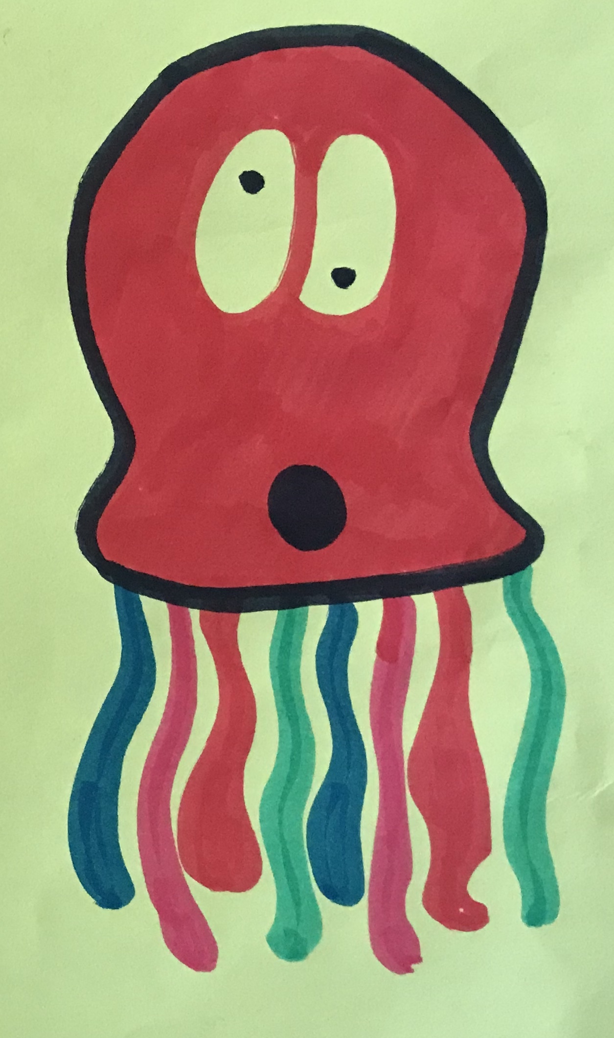 A slightly confused multicoloured octopus drawing artwork art marker sketch cartoon comic kawaii cut