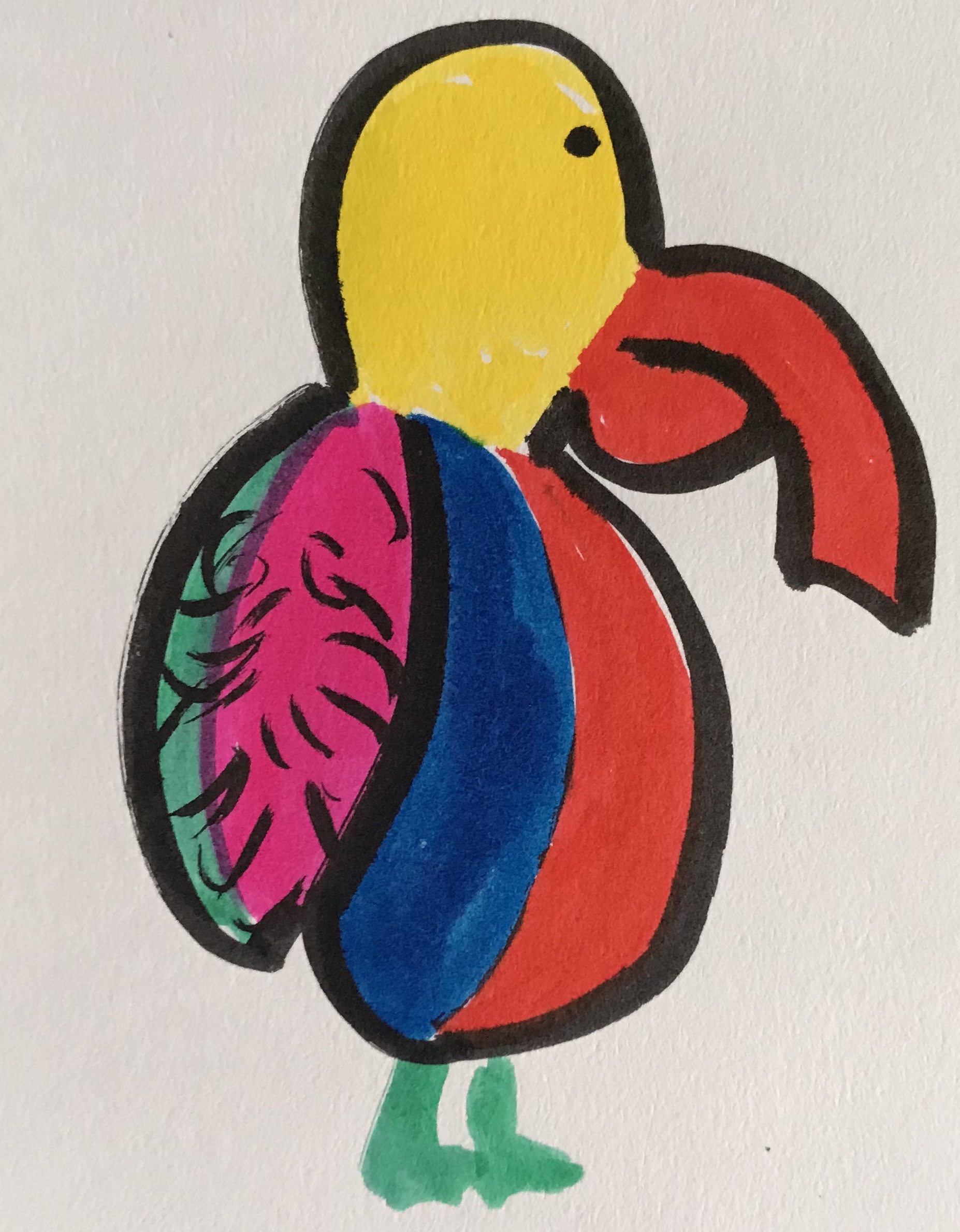 Pensive Parrot ink drawing marker sketch animal art artwork
