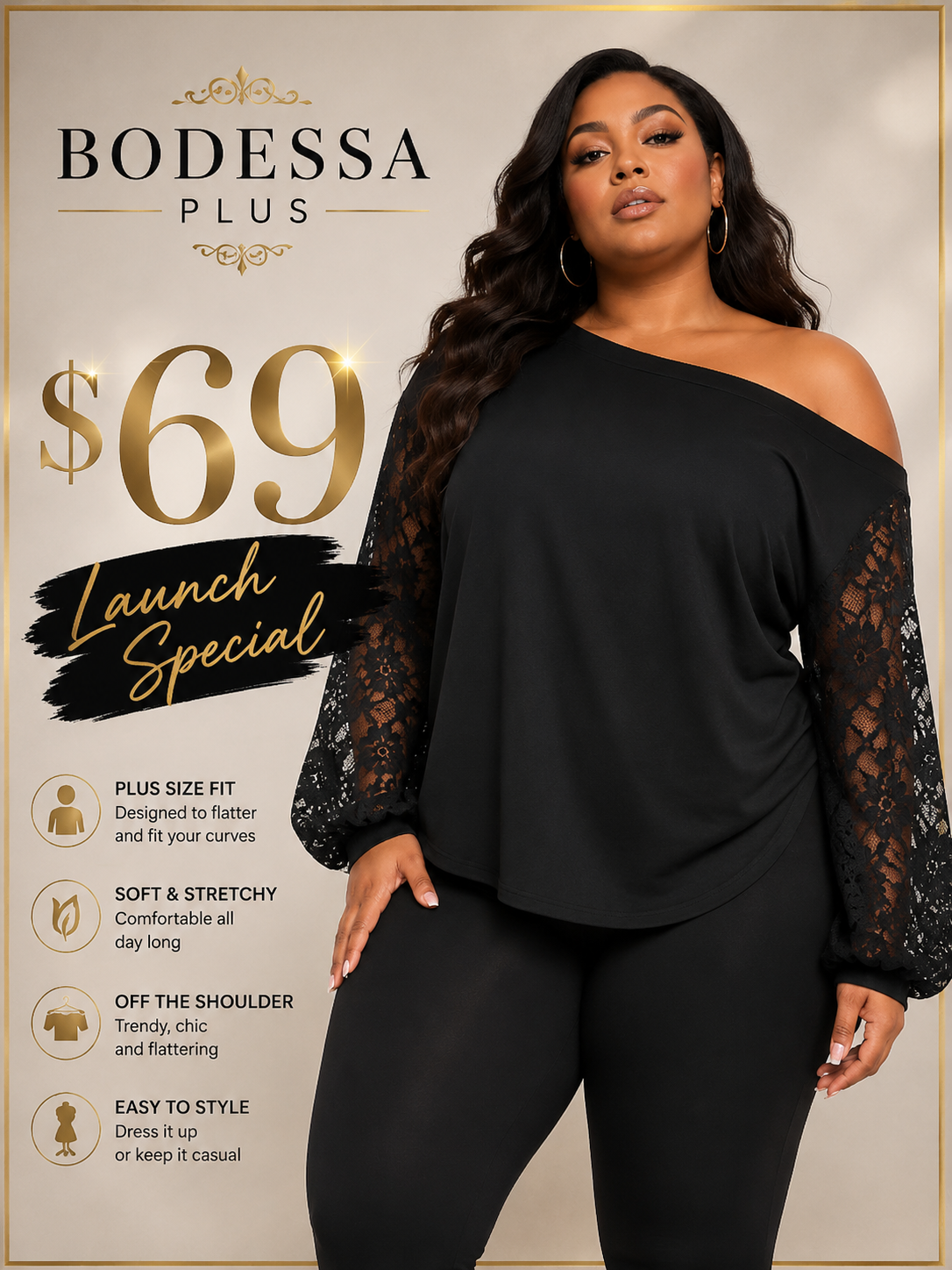 Off the shoulder black lace top