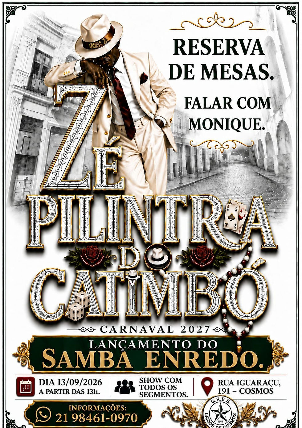 Unidos de Cosmos lança samba-enredo para o Carnaval 2027 neste domingo (13)