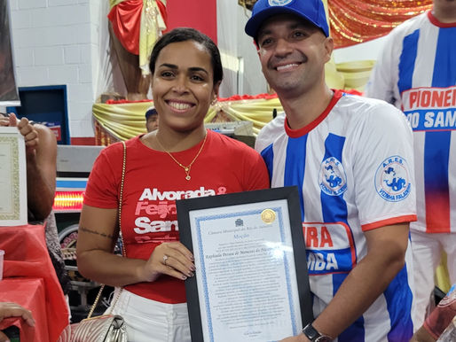 Presidente do GRES Tradição Recebe Moção Especial por Contribuição à Cultura do Samba