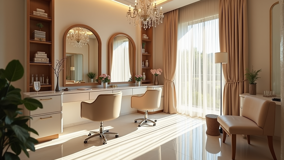 High angle view of a beauty salon interior in Abu Dhabi