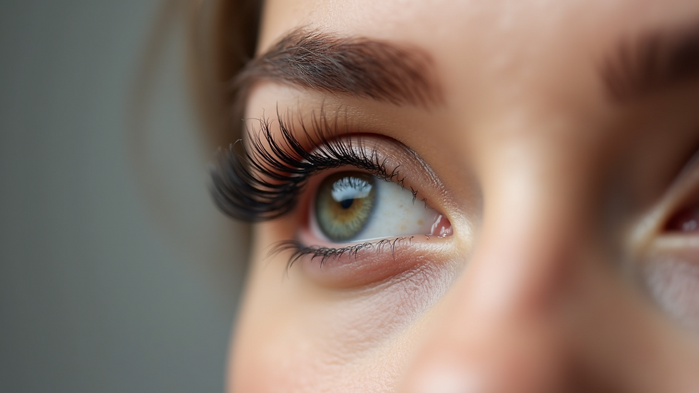 Close-up view of eyelash extensions on a single eye