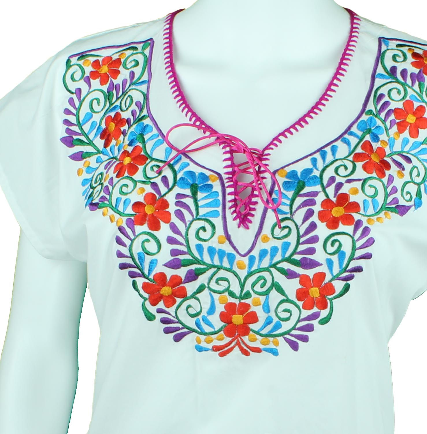 Mexican Embroidered Blouse Puebla 14001