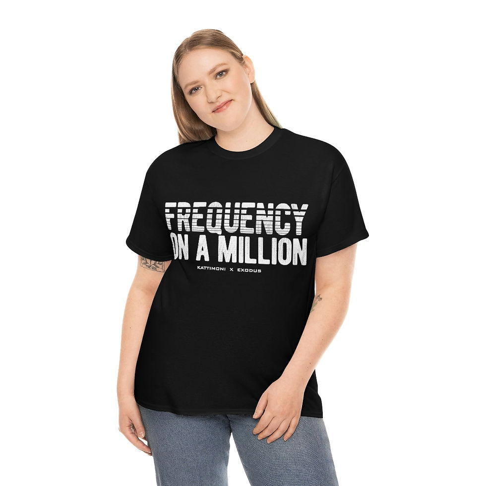 Thumbnail: Frequency on a Million (white print) Cotton T-Shirt