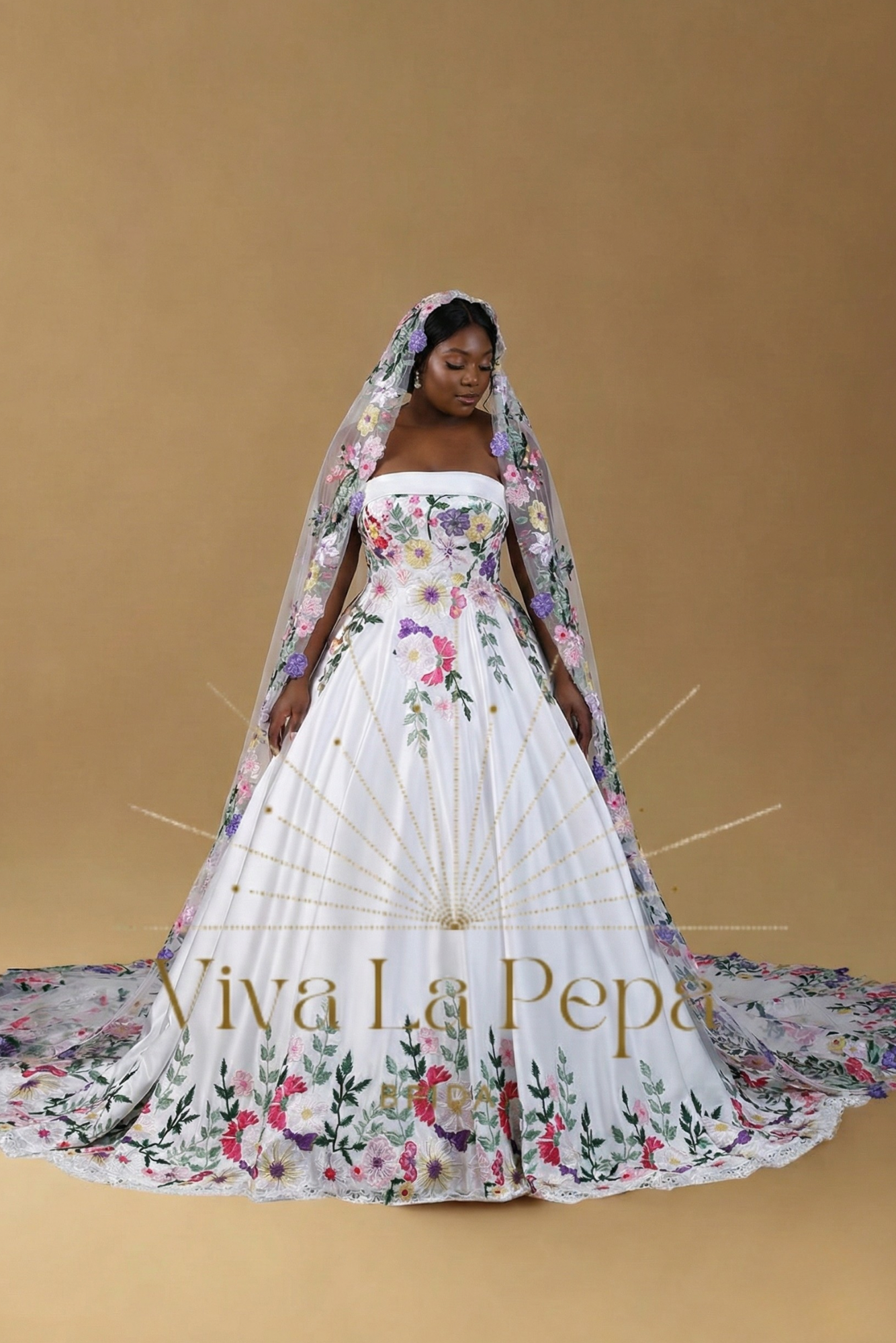 Botanical Majesty, Alternative Floral embroidery Lace Ball gown Wedding Dress.