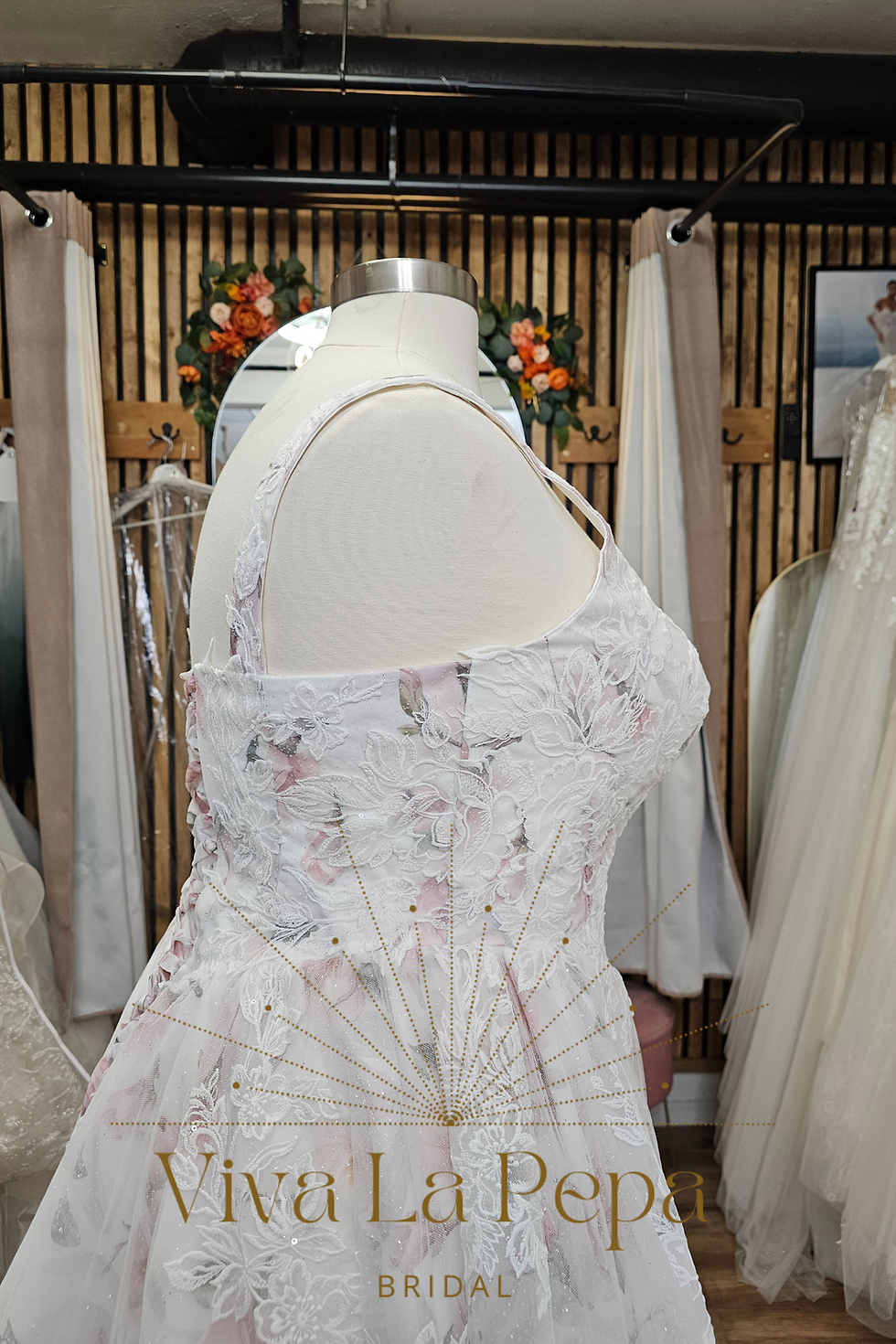 Thumbnail: Blooming Grace Alternative Floral color Organza sparkle ball gown wedding dress