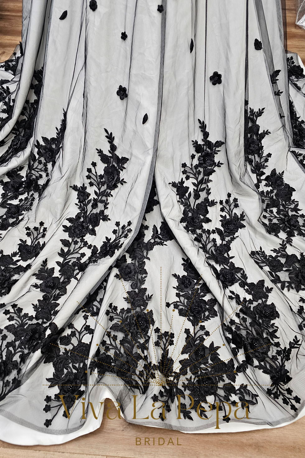 Thumbnail: Leia Gown Alternative Black & White Long sleeves Ball gown Gothic Wedding Dress