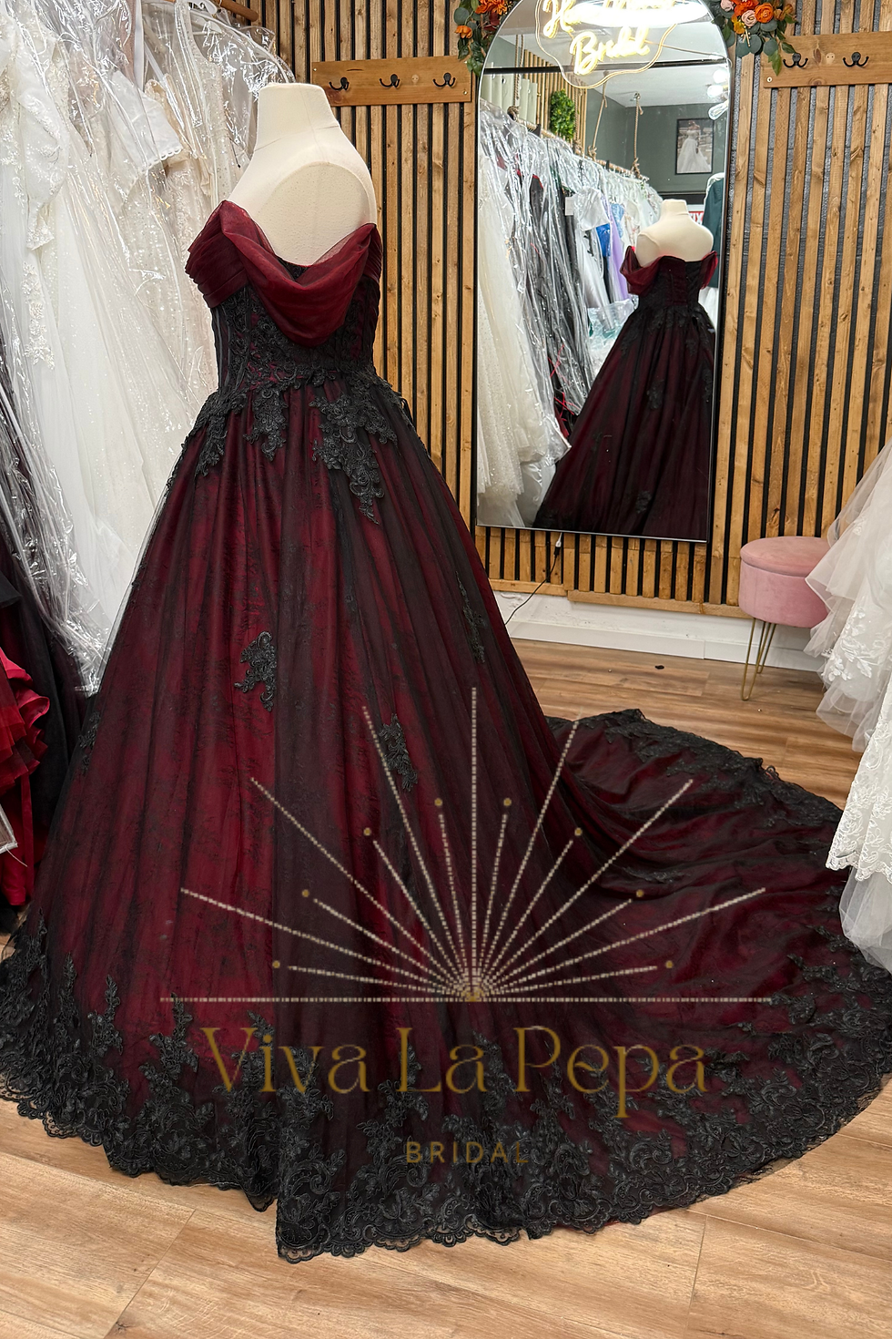 Thumbnail: Violette Gown, Alternative Purple & Ivory off the shoulder purple wedding dress