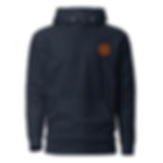 Navy blue hoodie with logo. Kids eco hoodie. Classic design for everyday wear.