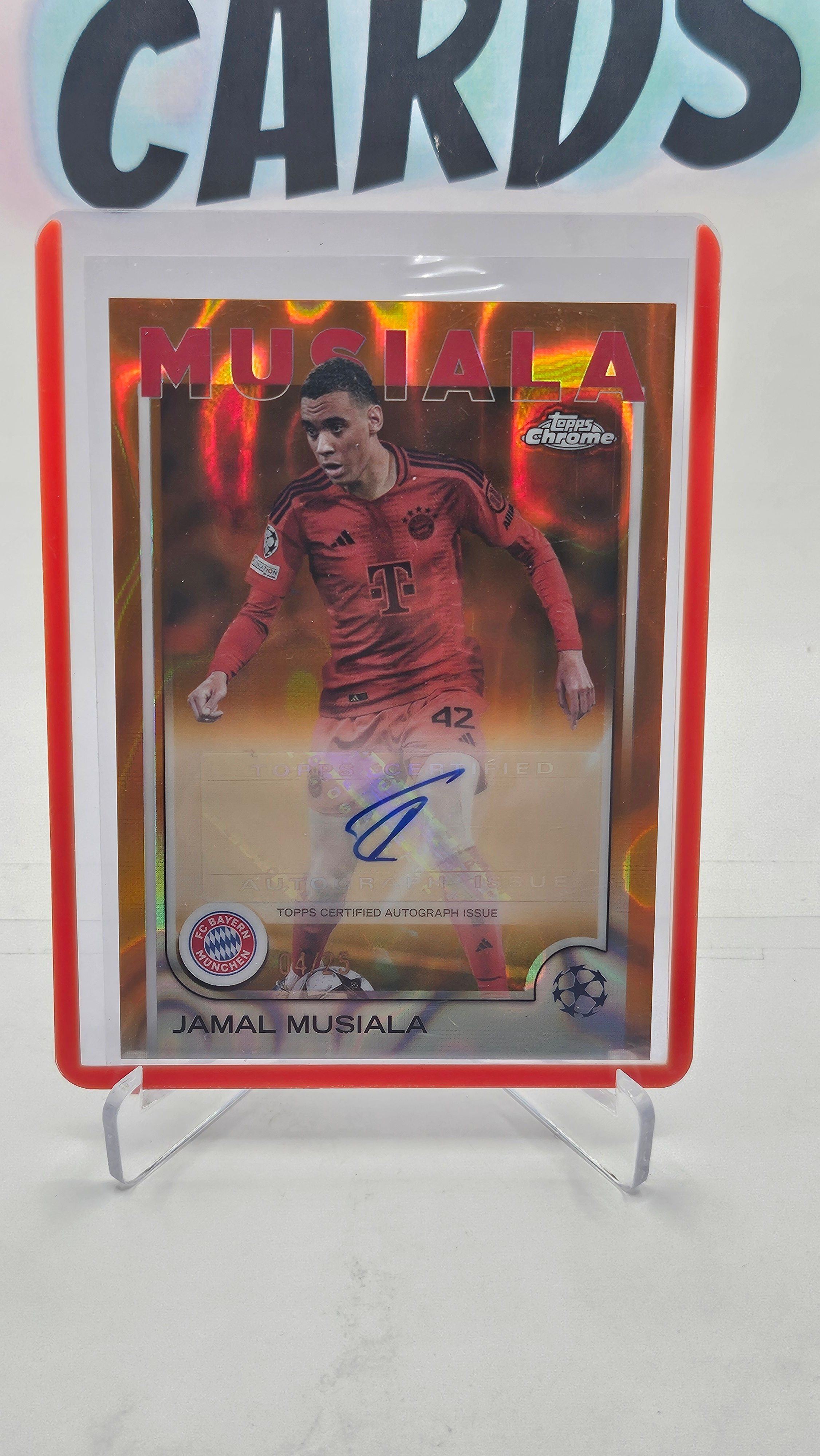 24-25 Topps Chrome UCC Jamal Musiala Orange Refractor Auto /25 Bayern Munich
