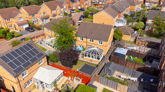 ariel photo of detached new build property