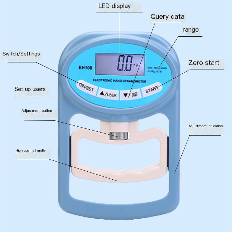 Miniatura: Adjustable Electronic Grip Strength Tester for Fitness